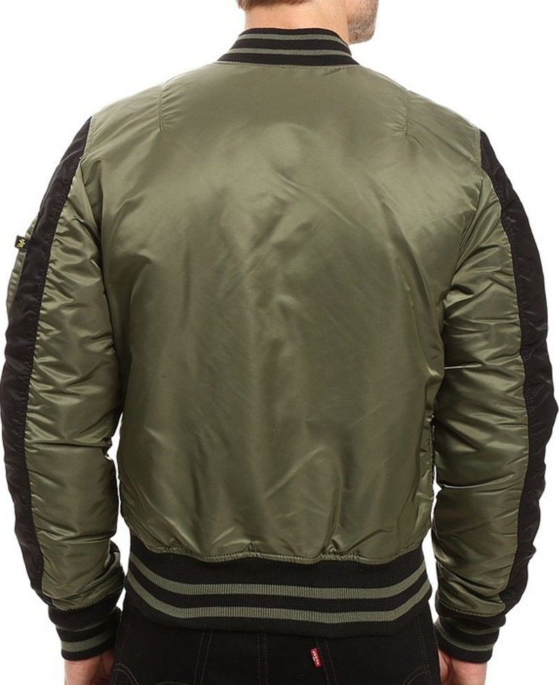 Men's Varsity Flight MA‐1 Green and Black Jacket Men's Varsity Flight MA‐1 Green and Black Jacket - Image 2