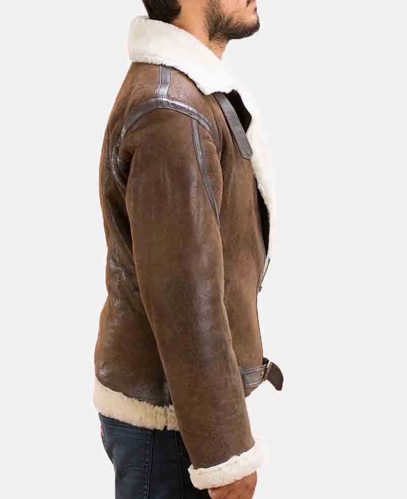 Men's Forest Double Face Shearling Brown Leather Jacket Men's Forest Double Face Shearling Brown Leather Jacket - Image 3