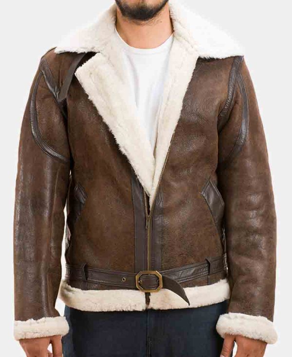 Men's Forest Double Face Shearling Brown Leather Jacket