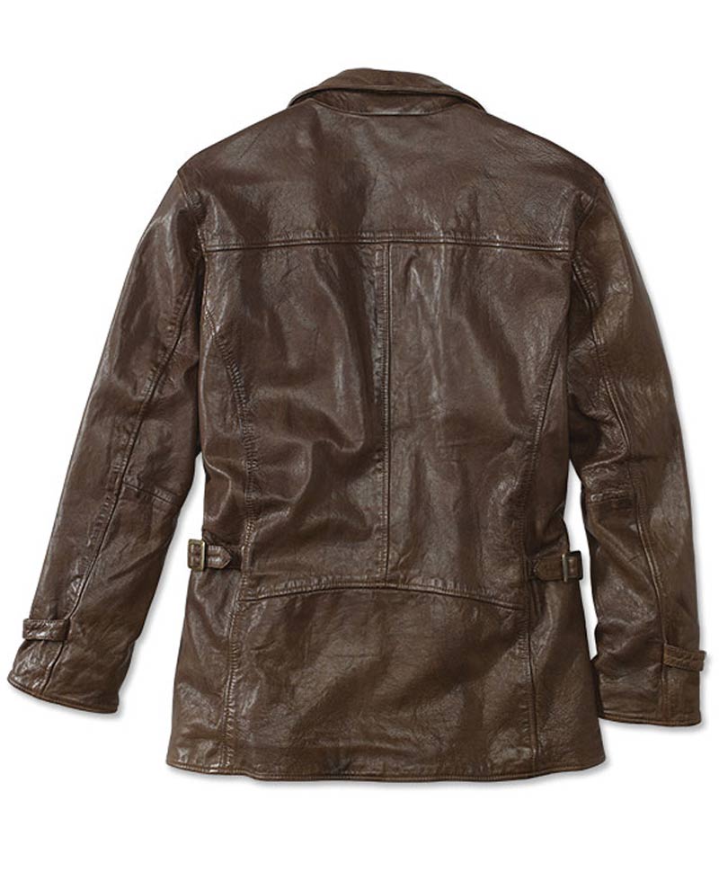 Men's Flap Pockets Motorcycle Fulton Brown Leather Jacket Men's Flap Pockets Motorcycle Fulton Brown Leather Jacket - Image 2