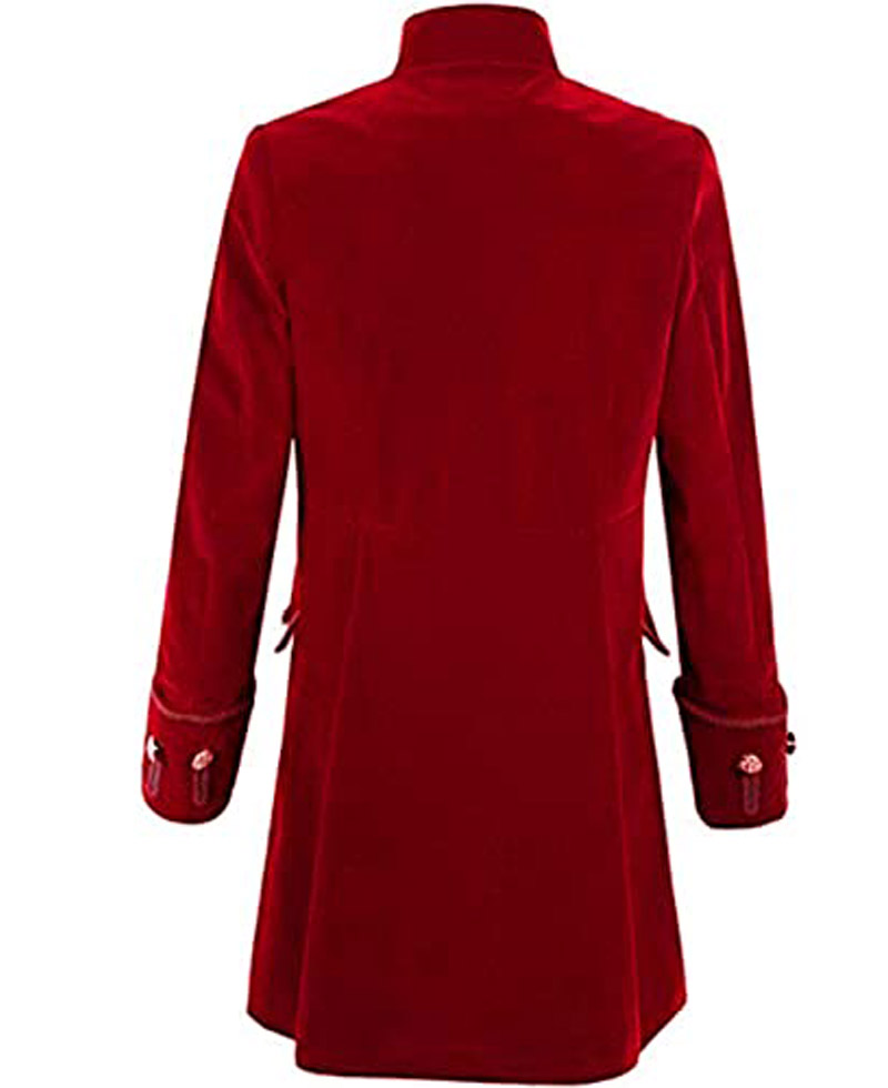 Men's Pirate Gothic Steampunk Velvet Red Coat Men's Pirate Gothic Steampunk Velvet Red Coat - Image 2