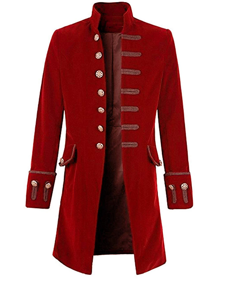 Men's Pirate Gothic Steampunk Velvet Red Coat Men's Pirate Gothic Steampunk Velvet Red Coat