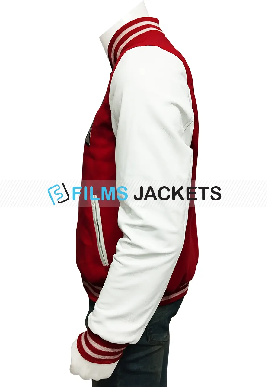 Men's Bomber Harvard Red and White Jacket Men's Bomber Harvard Red and White Jacket - Image 3