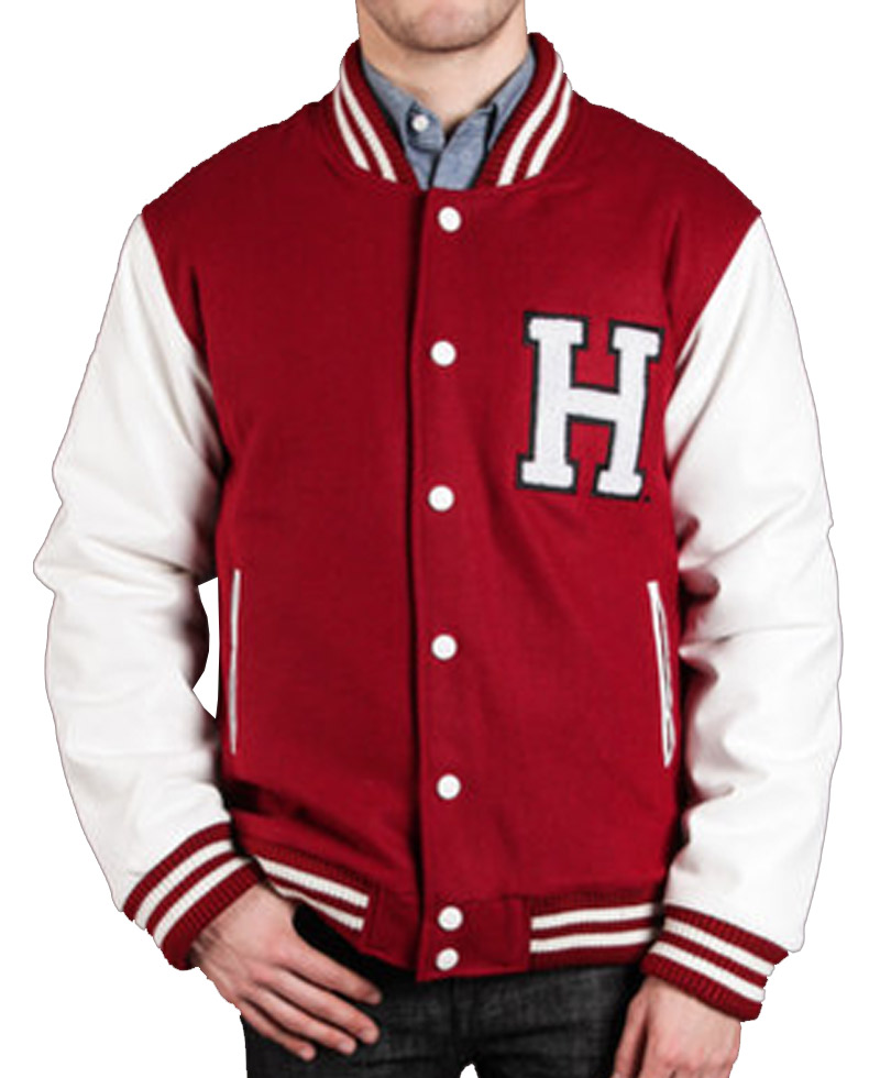 Men's Bomber Harvard Red and White Jacket Men's Bomber Harvard Red and White Jacket