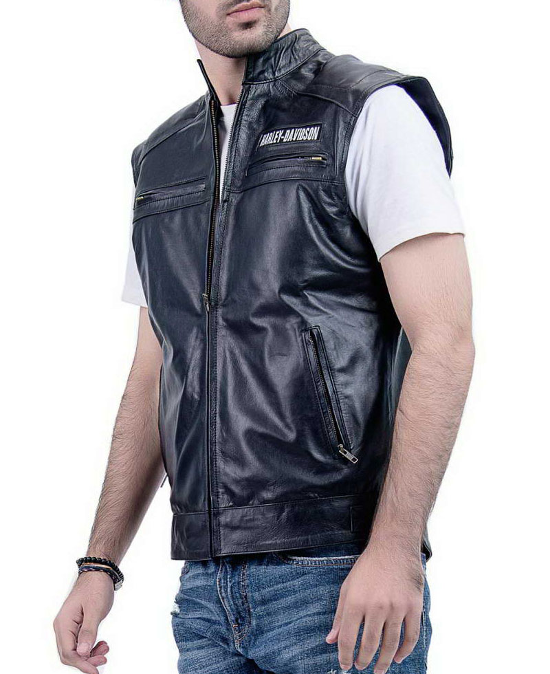 Men's Harley Davidson Moto Rider Leather Vest Men's Harley Davidson Moto Rider Leather Vest - Image 2