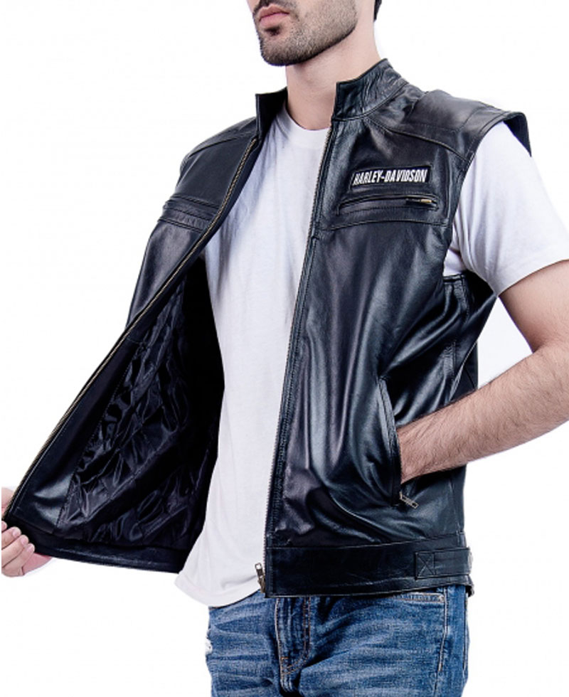 Men's Harley Davidson Moto Rider Leather Vest Men's Harley Davidson Moto Rider Leather Vest - Image 4