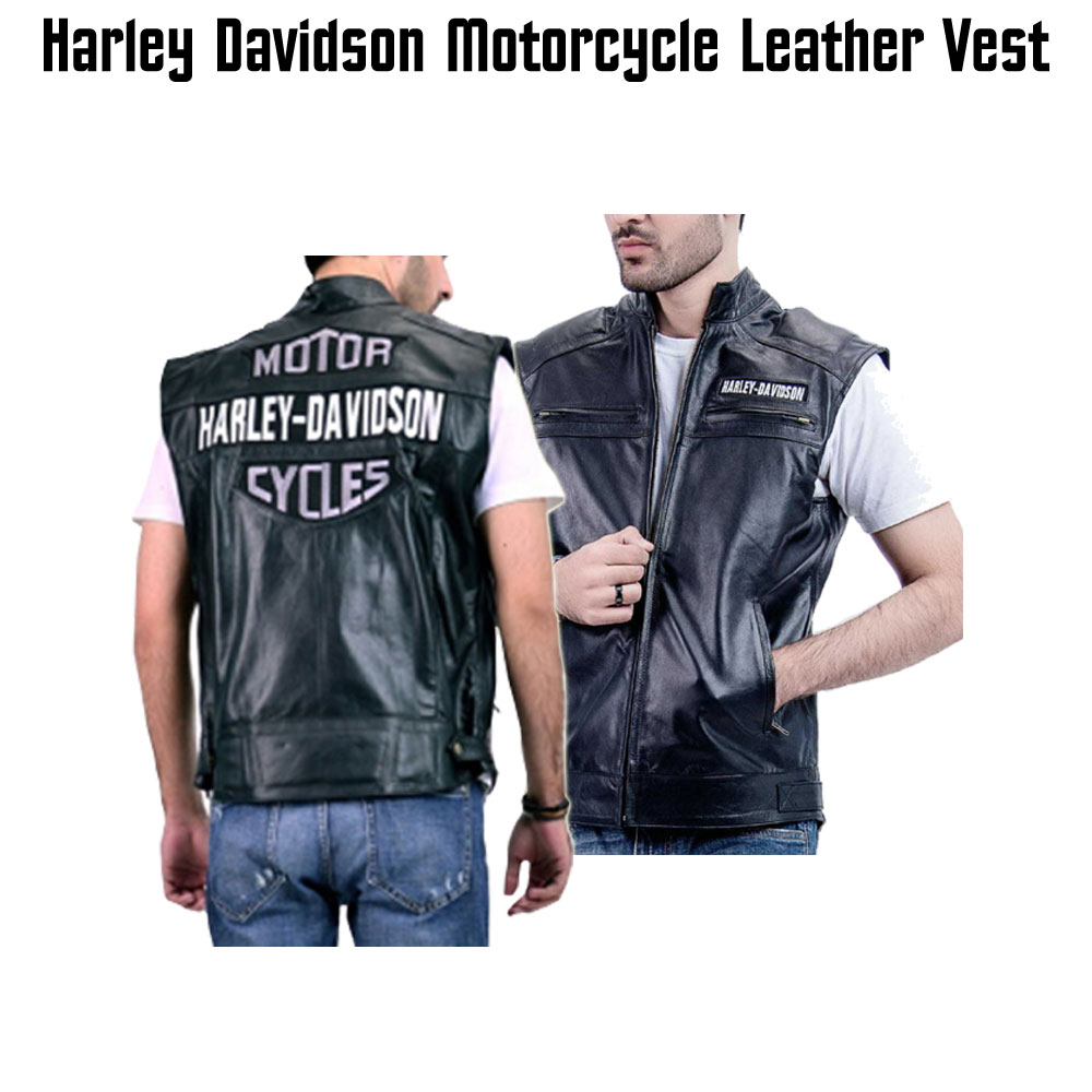Men's Harley Davidson Moto Rider Leather Vest Men's Harley Davidson Moto Rider Leather Vest - Image 6