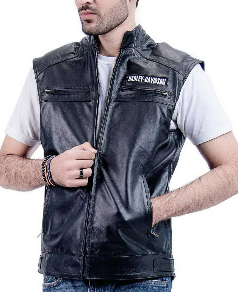 Men's Harley Davidson Moto Rider Leather Vest Men's Harley Davidson Moto Rider Leather Vest