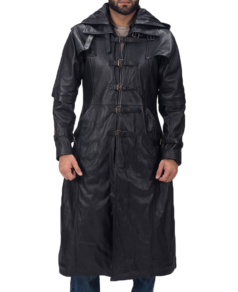 Men's Huntsman Black Leather Trench Coat Men's Huntsman Black Leather Trench Coat