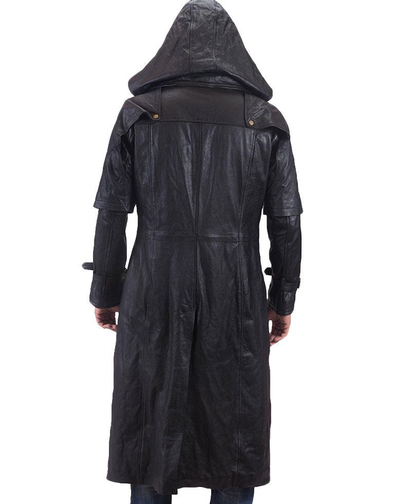 Men's Huntsman Black Leather Trench Coat Men's Huntsman Black Leather Trench Coat - Image 5