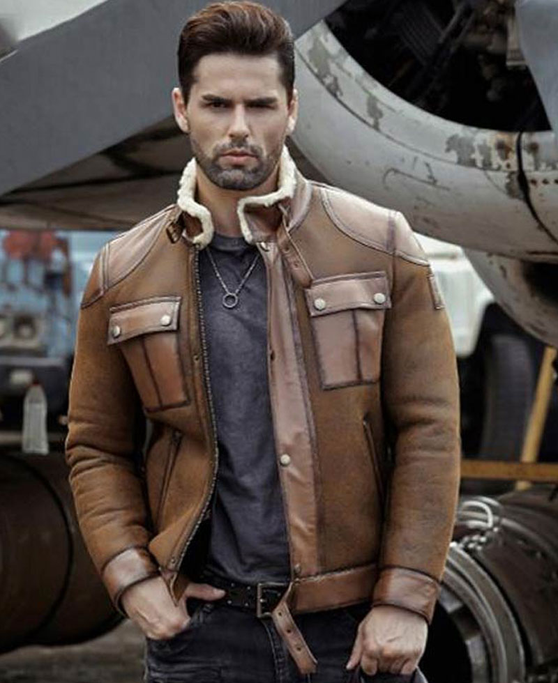 Men's Jason B3 Brown Shearling Jacket Men's Jason B3 Brown Shearling Jacket - Image 2