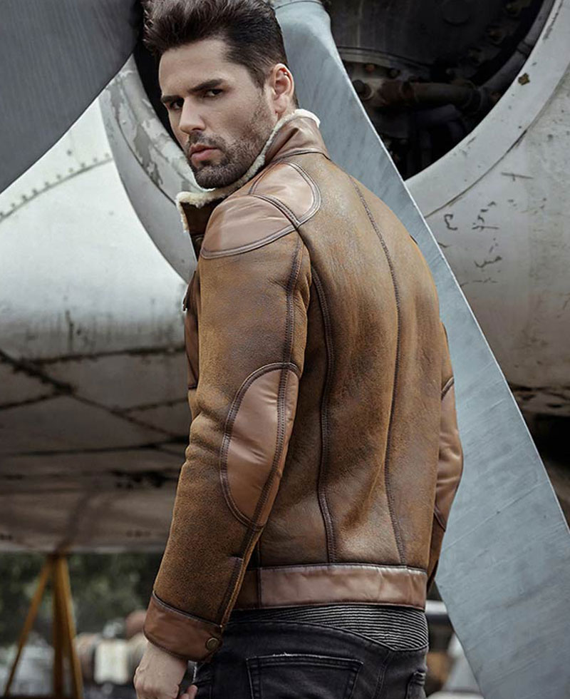 Men's Jason B3 Brown Shearling Jacket Men's Jason B3 Brown Shearling Jacket - Image 3