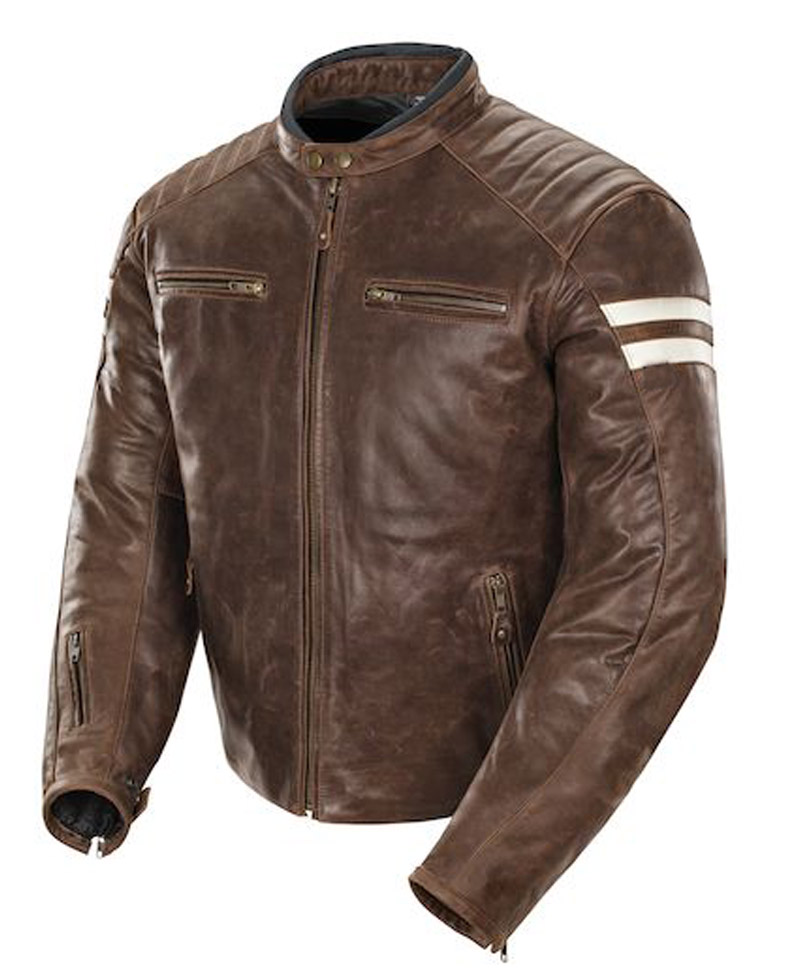 Men's Snap Tab Collar Biker Leather Jacket