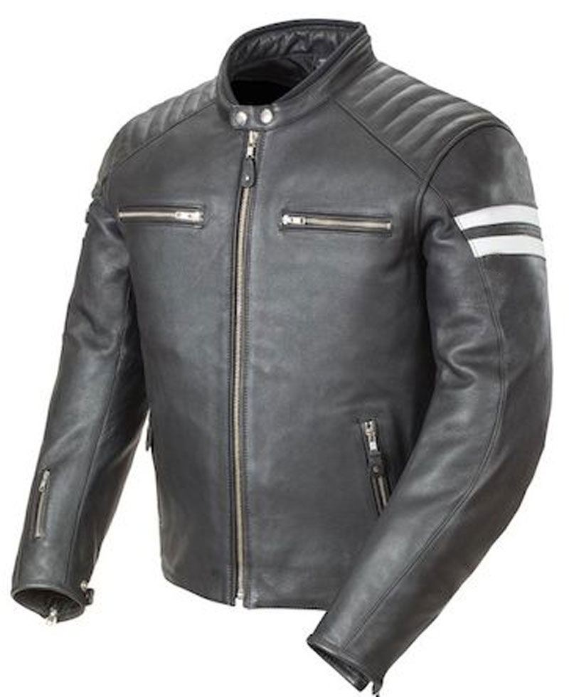 Men's Snap Tab Collar Biker Leather Jacket Men's Snap Tab Collar Biker Leather Jacket - Image 2