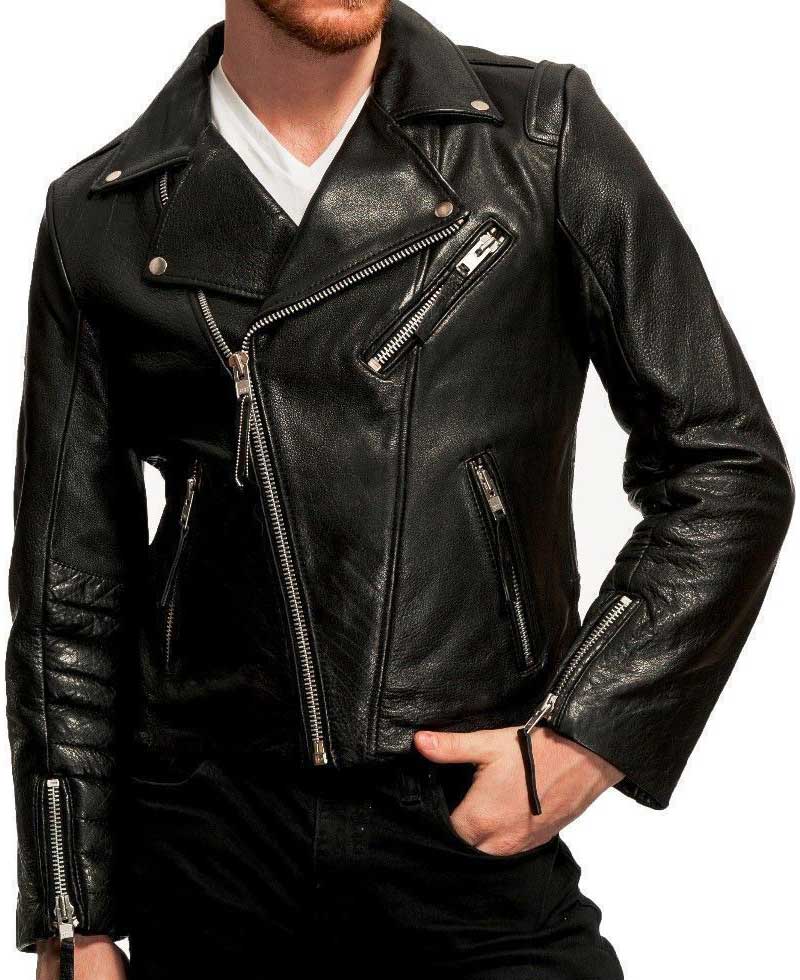 Men's Biker Black Lambskin Leather Jacket Men's Biker Black Lambskin Leather Jacket - Image 3