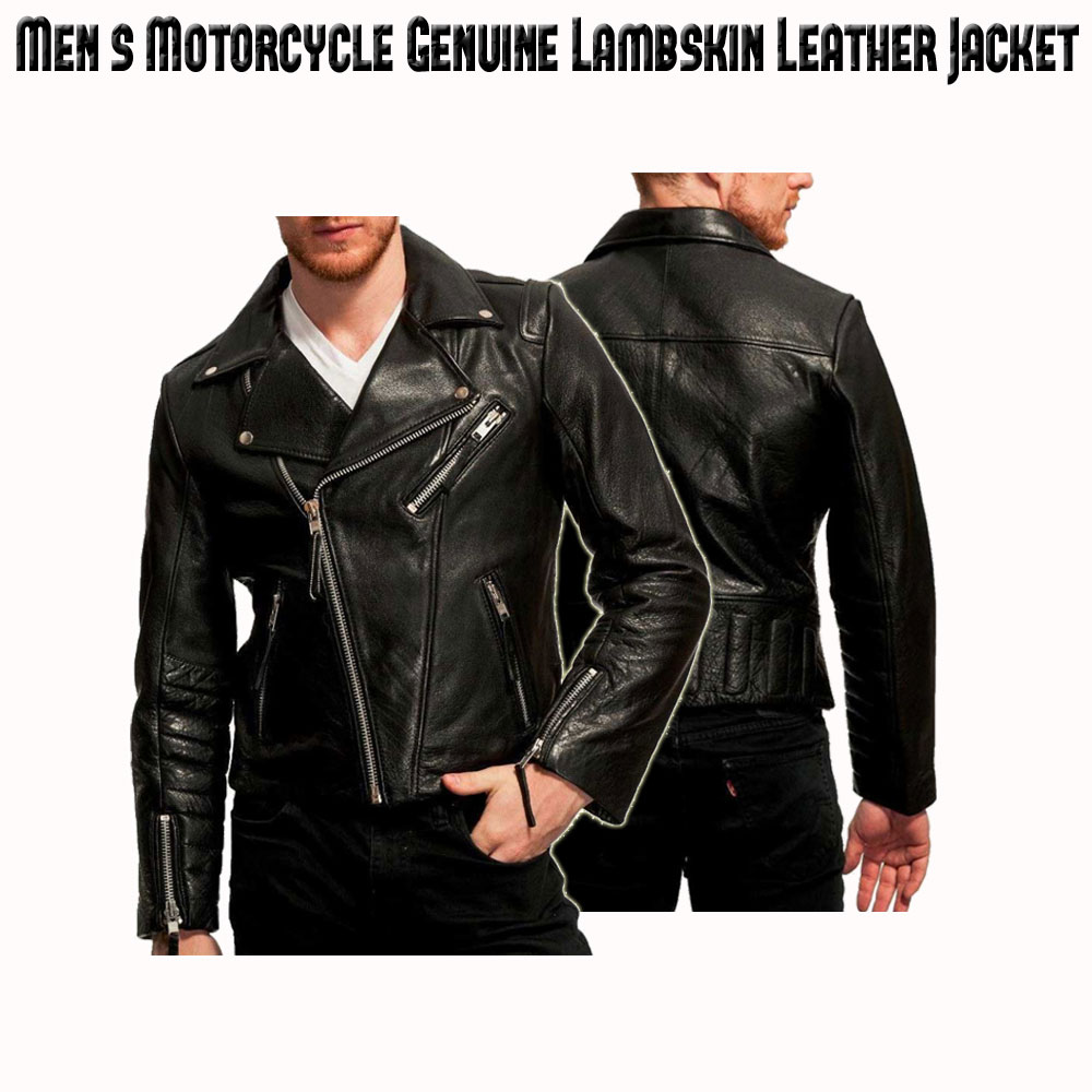 Men's Biker Black Lambskin Leather Jacket Men's Biker Black Lambskin Leather Jacket - Image 4