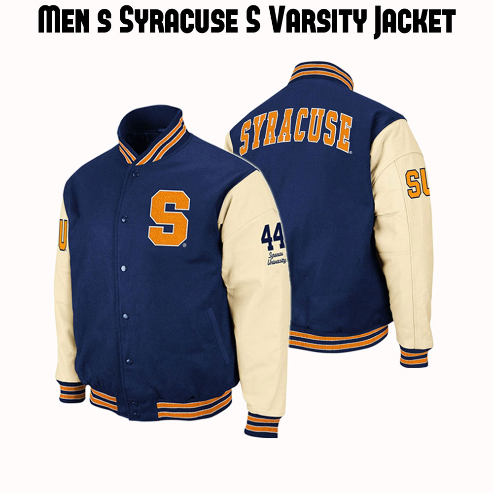 Men's Syracuse Blue Varsity Jacket Men's Syracuse Blue Varsity Jacket - Image 3
