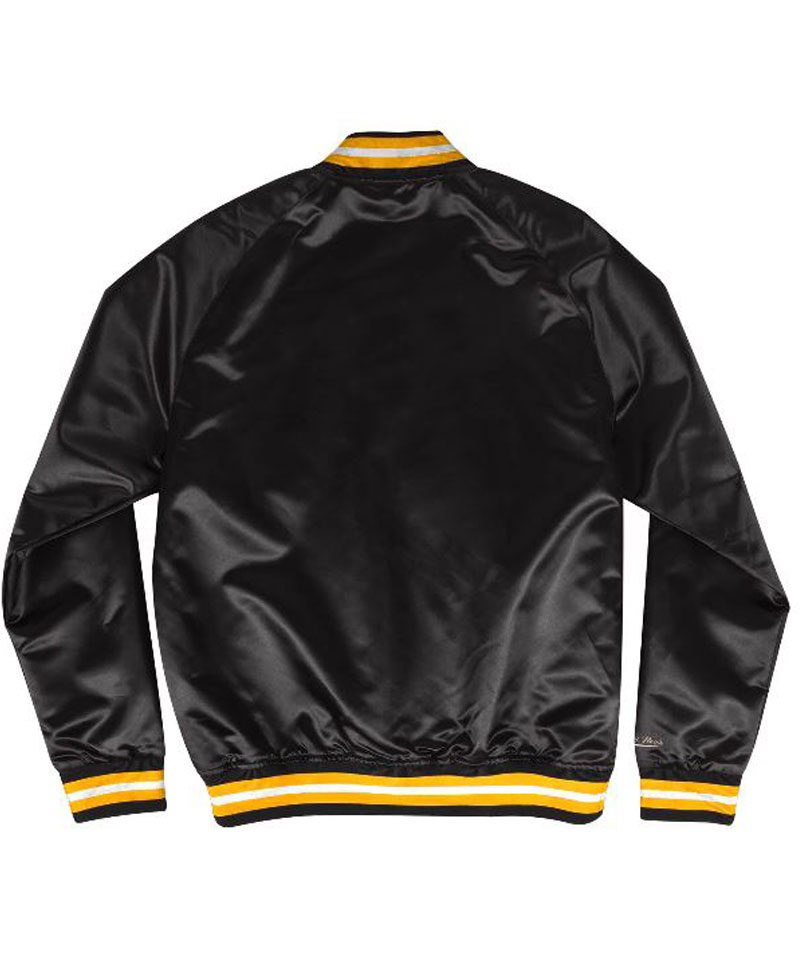 Men's Pirates Lightweight Black Bomber Satin Jacket Men's Pirates Lightweight Black Bomber Satin Jacket - Image 2