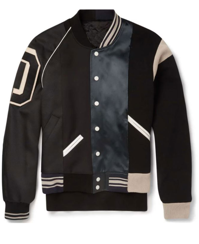 Men's Maison Margiela Varsity Bomber Black Jacket Men's Maison Margiela Varsity Bomber Black Jacket