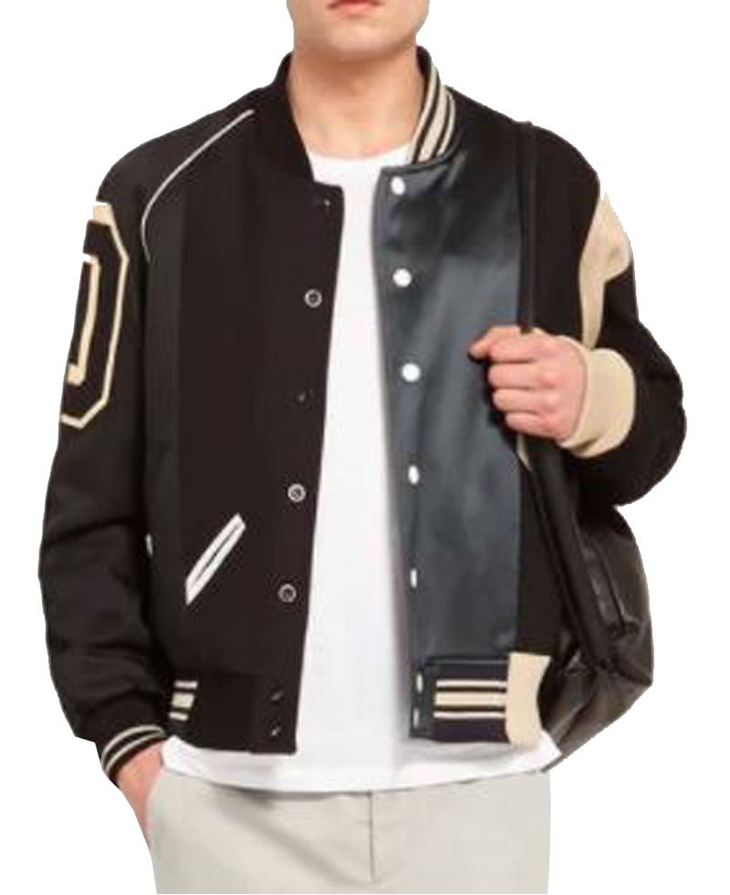 Men's Maison Margiela Varsity Bomber Black Jacket Men's Maison Margiela Varsity Bomber Black Jacket - Image 2