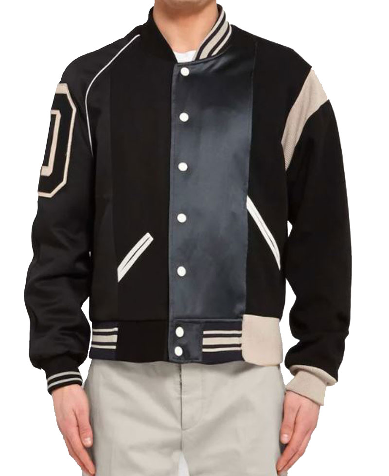 Men's Maison Margiela Varsity Bomber Black Jacket Men's Maison Margiela Varsity Bomber Black Jacket - Image 3