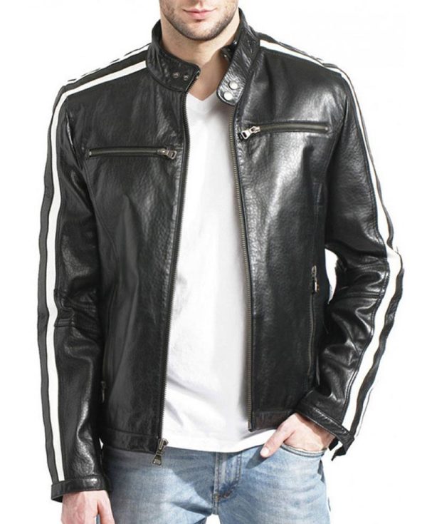 white striped leather jacket