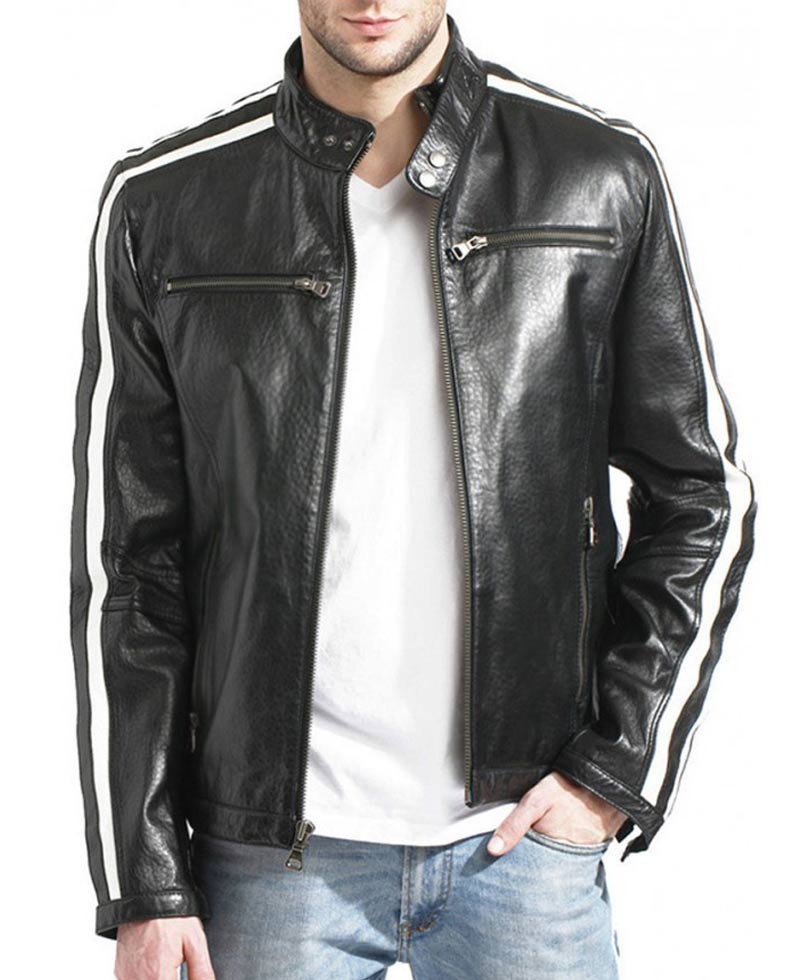 white striped leather jacket