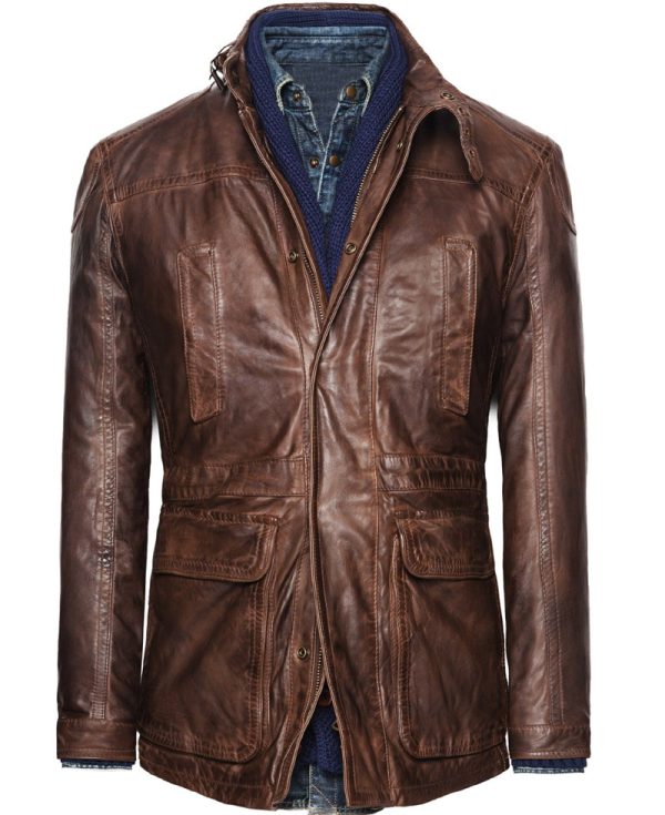 Men's Field Casual Brown Leather Jacket