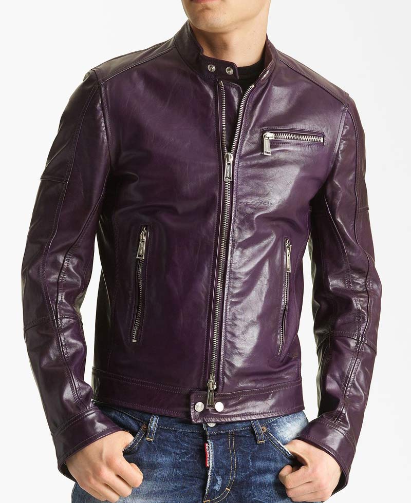 Men's Casual Faux Leather Purple Motorcycle Jacket Men's Casual Faux Leather Purple Motorcycle Jacket