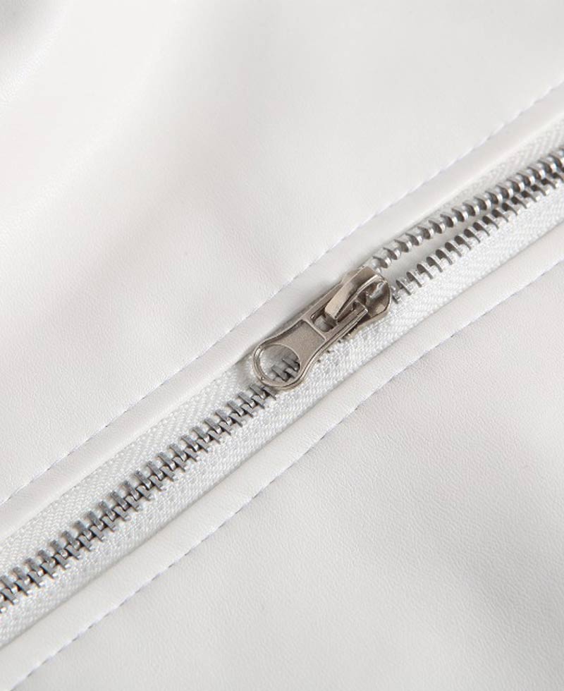 Men's Nevada White Leather Biker Jacket Men's Nevada White Leather Biker Jacket - Image 5