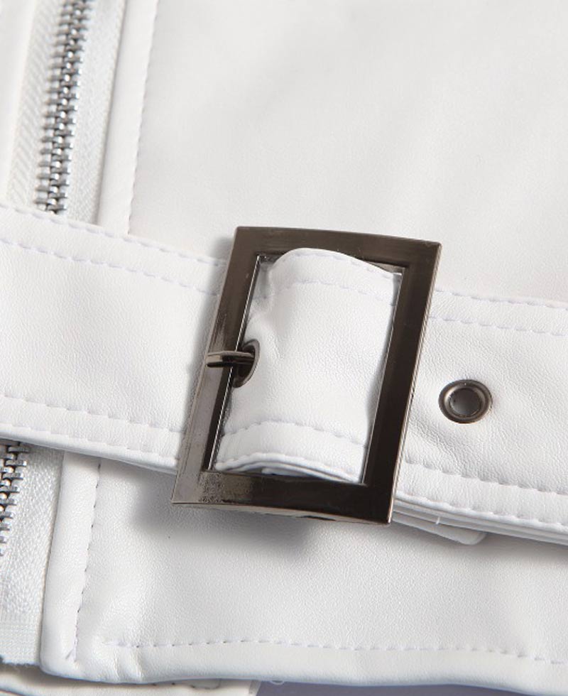 Men's Nevada White Leather Biker Jacket Men's Nevada White Leather Biker Jacket - Image 3