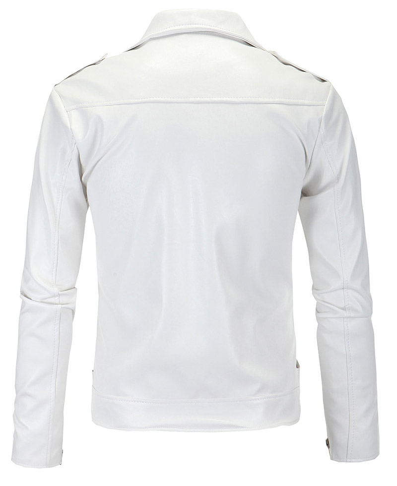 Men's Nevada White Leather Biker Jacket Men's Nevada White Leather Biker Jacket - Image 2