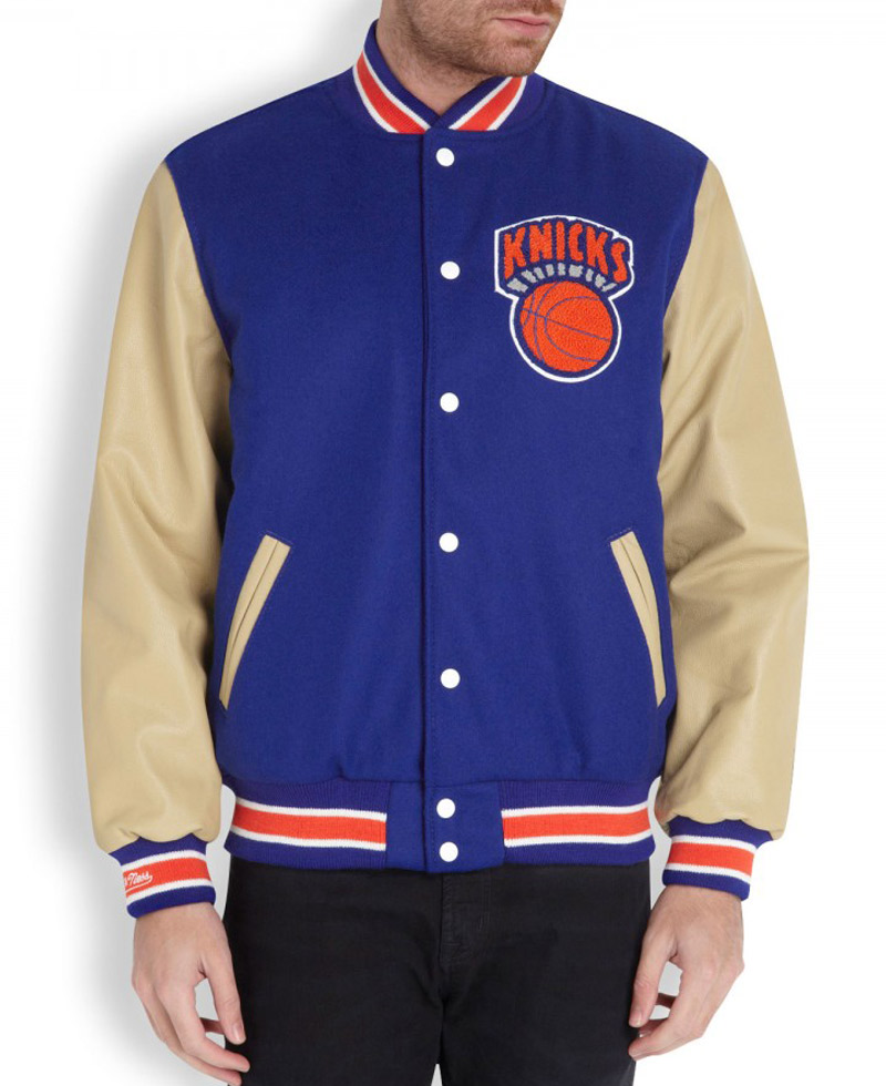 Men's New York Knicks Bomber Blue Jacket Men's New York Knicks Bomber Blue Jacket - Image 3