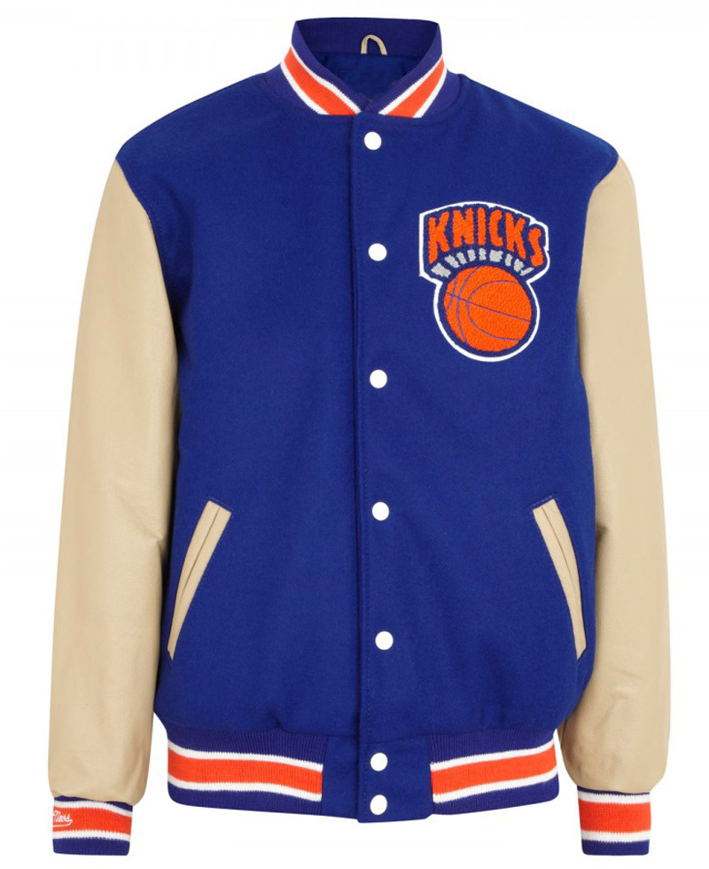 Men's New York Knicks Bomber Blue Jacket Men's New York Knicks Bomber Blue Jacket