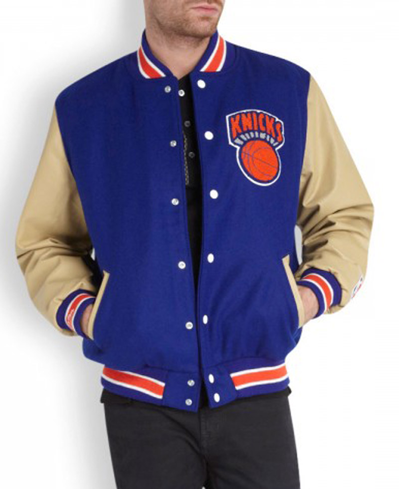 Men's New York Knicks Bomber Blue Jacket Men's New York Knicks Bomber Blue Jacket - Image 4