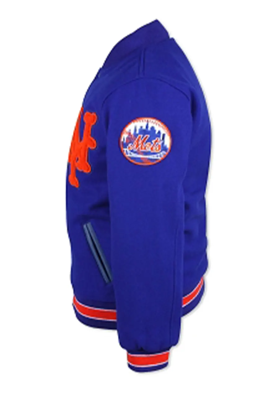 Men's Mets New York Blue Wool Jacket Men's Mets New York Blue Wool Jacket - Image 3