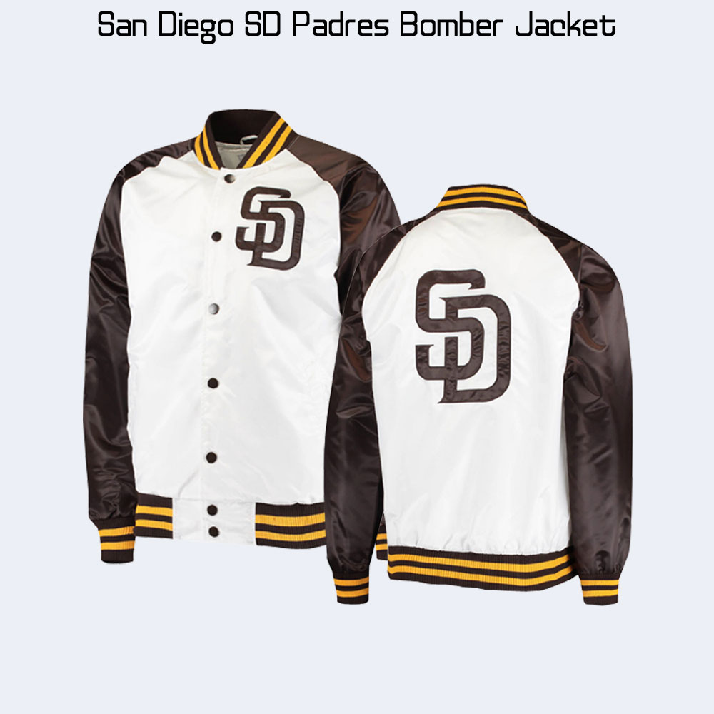 Men's San Diego SD Padres Bomber Jacket Men's San Diego SD Padres Bomber Jacket - Image 4