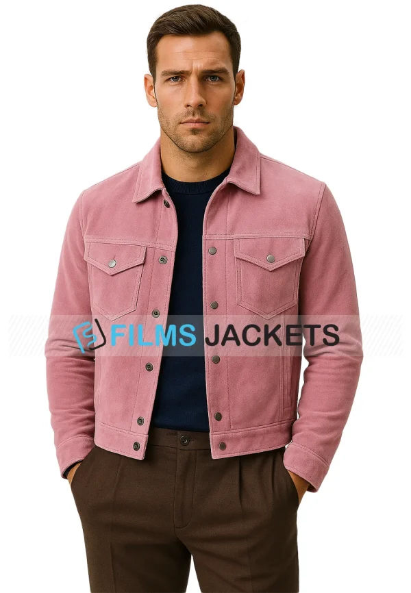 Mens Pink Suede Jacket