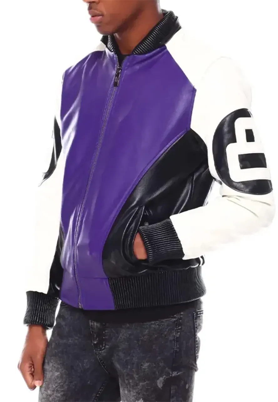 Mens Purple 8 Ball Hooded Bomber Jacket Mens Purple 8 Ball Hooded Bomber Jacket - Image 3