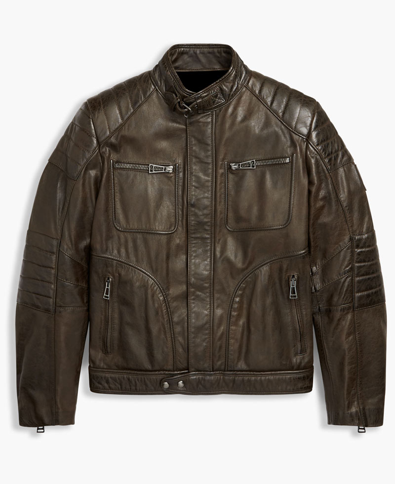 Men's Brown Waxed Leather Quilted Moto Jacket Men's Brown Waxed Leather Quilted Moto Jacket - Image 3