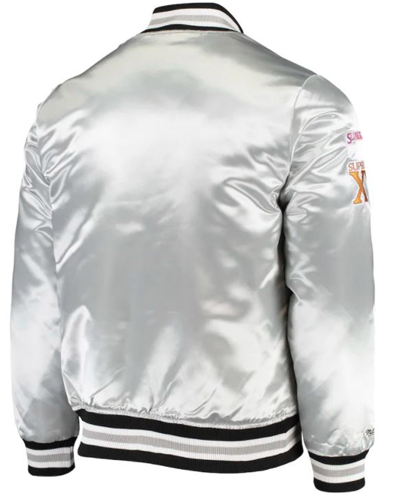 Men's Raiders Las Vegas Bomber Silver Jacket Men's Raiders Las Vegas Bomber Silver Jacket - Image 2