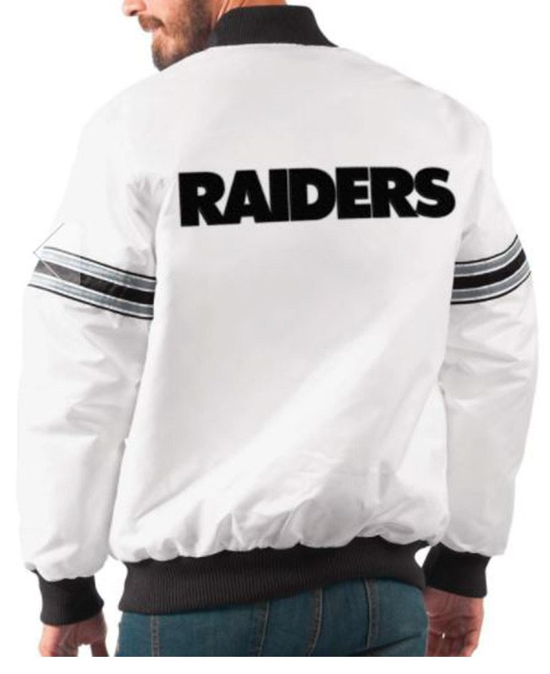 Men's Varsity Raiders Bomber White Jacket Men's Varsity Raiders Bomber White Jacket - Image 2