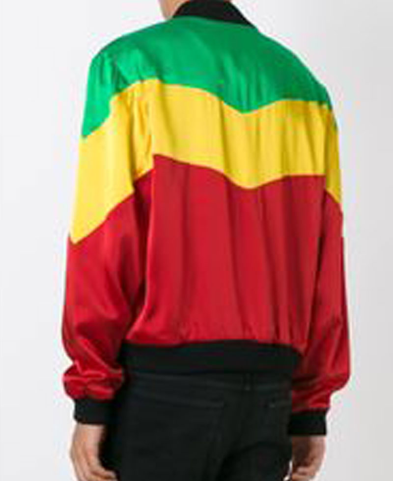 Men's Color Block Rastafari Bomber Jacket Men's Color Block Rastafari Bomber Jacket - Image 3