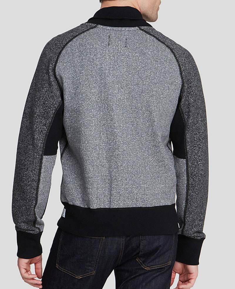 Men's Reigning Champ Bomber Grey and Black Jacket Men's Reigning Champ Bomber Grey and Black Jacket - Image 2