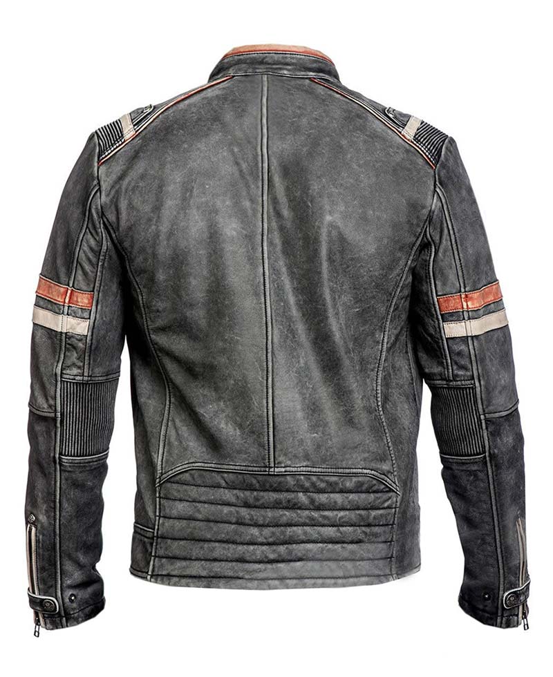 Men's Retro Cafe Racer Black Leather Motorcycle Jacket black leather motorcycle jacket