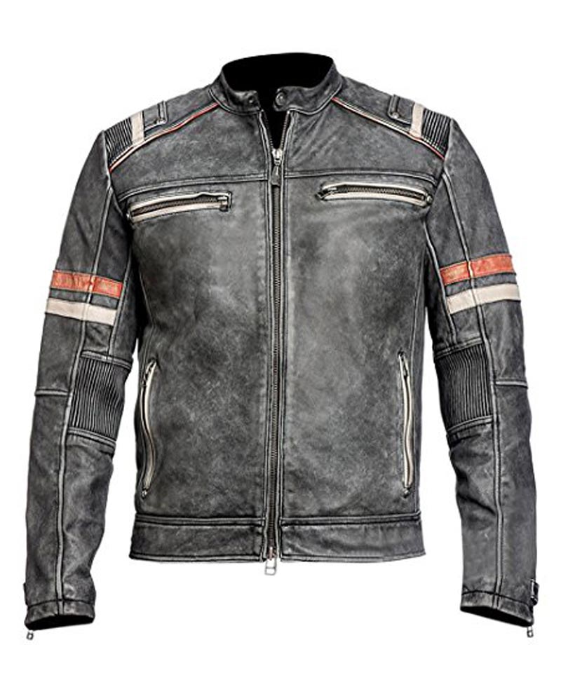 black leather motorcycle jacket