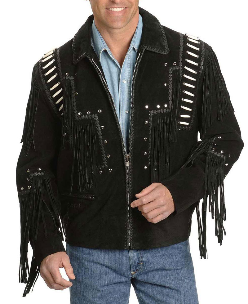 Men's Reynaldo Fringe Black Jacket Men's Reynaldo Fringe Black Jacket