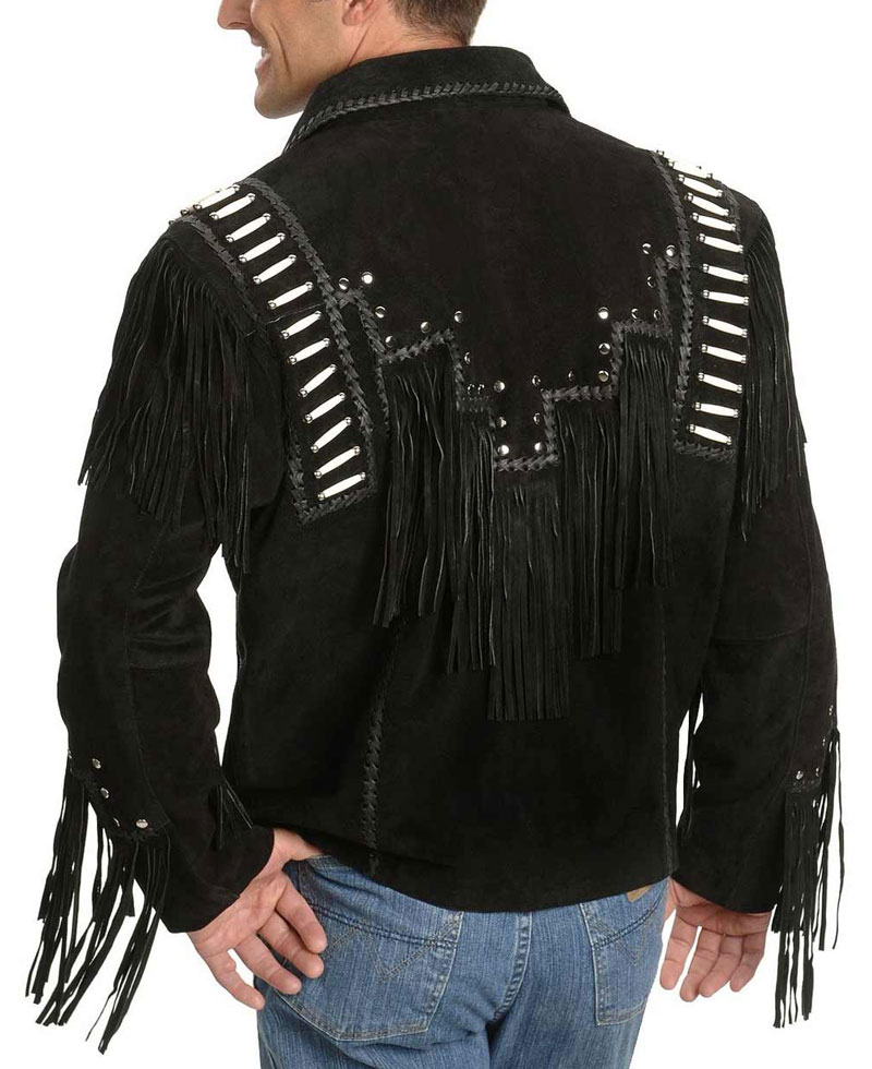 Men's Reynaldo Fringe Black Jacket Men's Reynaldo Fringe Black Jacket - Image 2
