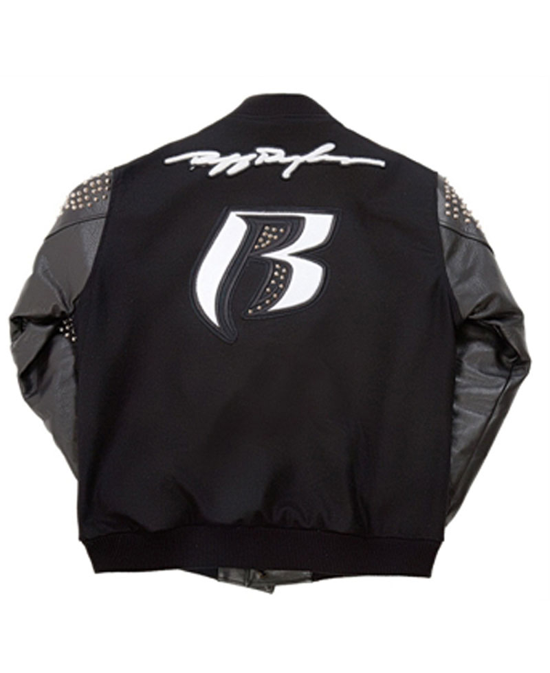 Men's Ruff Ryders Black Letterman Jacket Men's Ruff Ryders Black Letterman Jacket