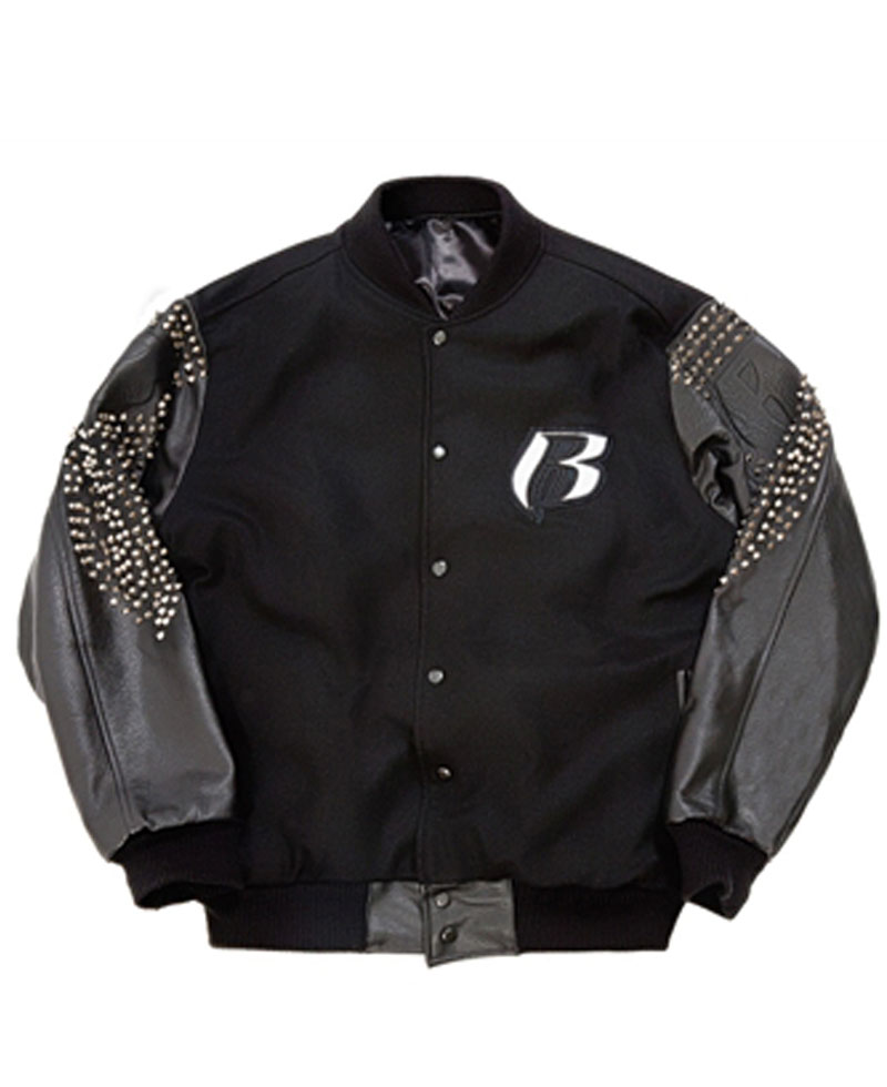Men's Ruff Ryders Black Letterman Jacket Men's Ruff Ryders Black Letterman Jacket - Image 2